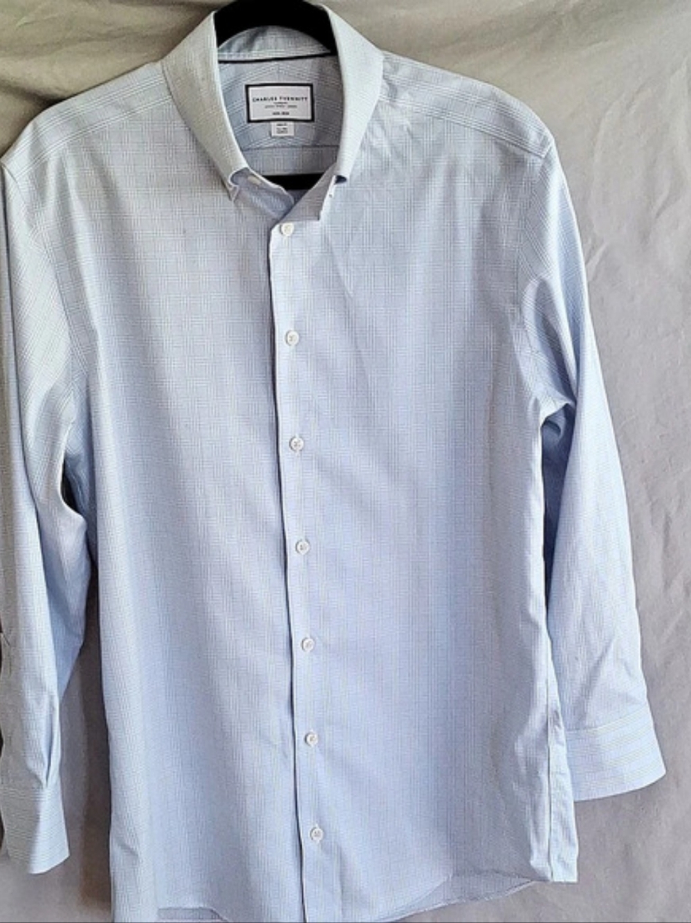Charles Tyrwhitt Non-Iron Slim Fit Check Dress Shirt Blue & White 16 / 33